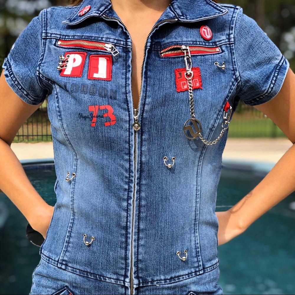 DENIM JUMPSUIT WITH SEPTUM RINGS
